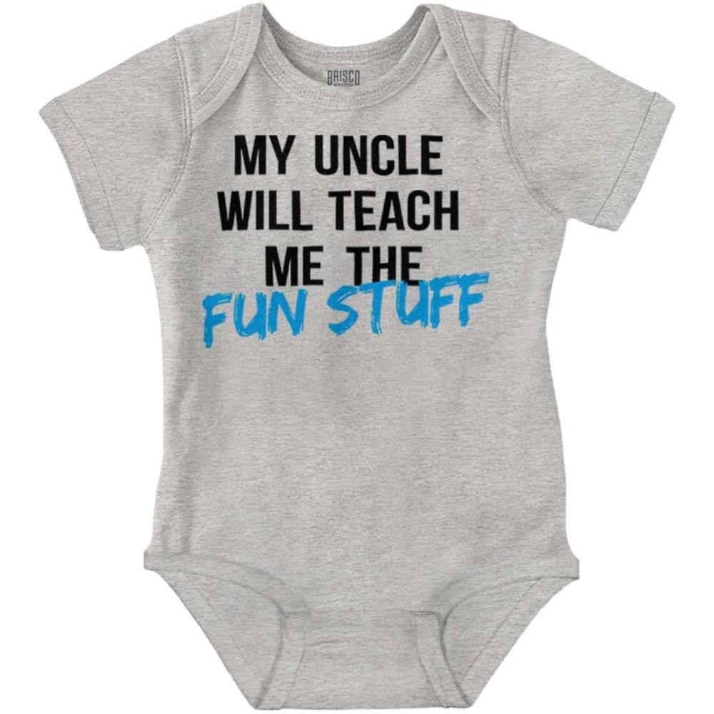 imageBrisco Brands My Uncle Will Teach Me The Fun Stuff Baby Romper Boys or GirlsHeather