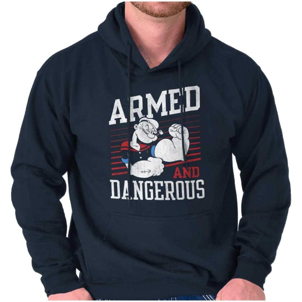 imageBrisco Brands Popeye Armed Dangerous Biceps Workout Hoodie Sweatshirt Women MenNavy