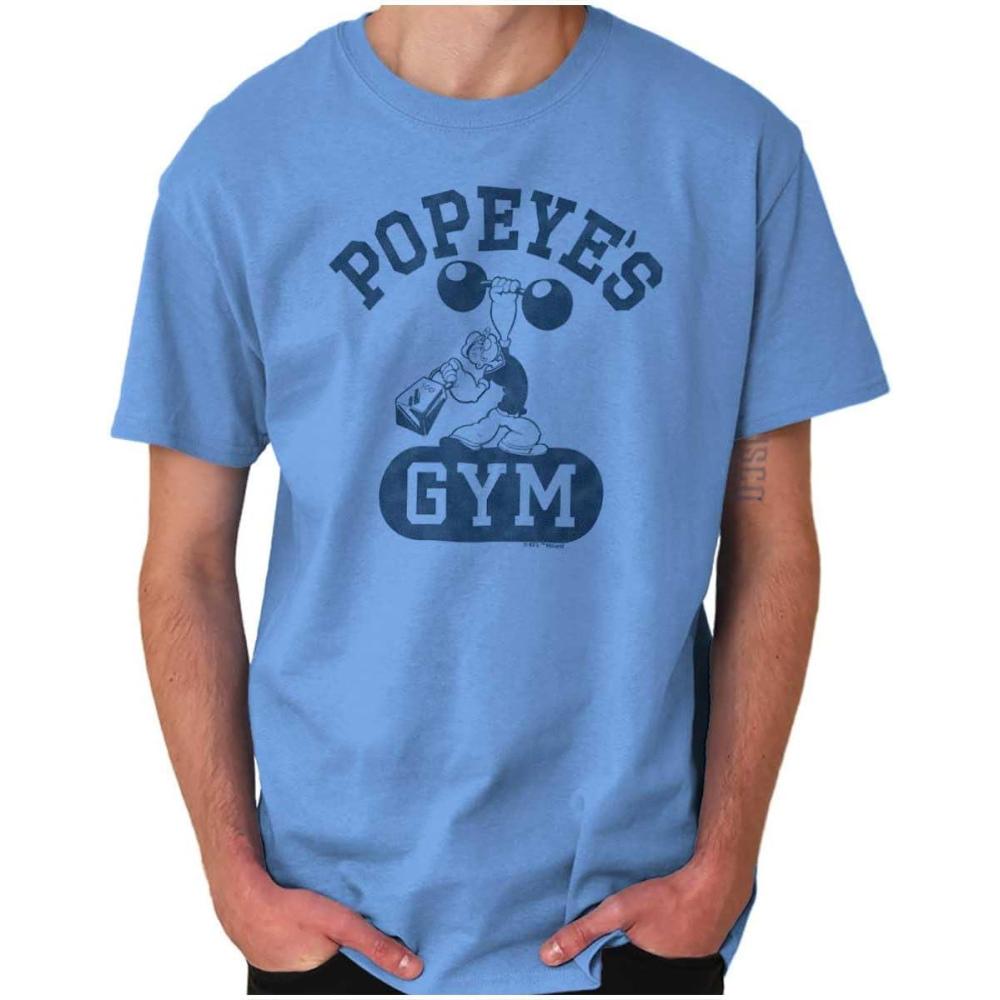 imageBrisco Brands Popeye Body Builder Gym Workout Cool Graphic T Shirt Men or WomenLight Blue