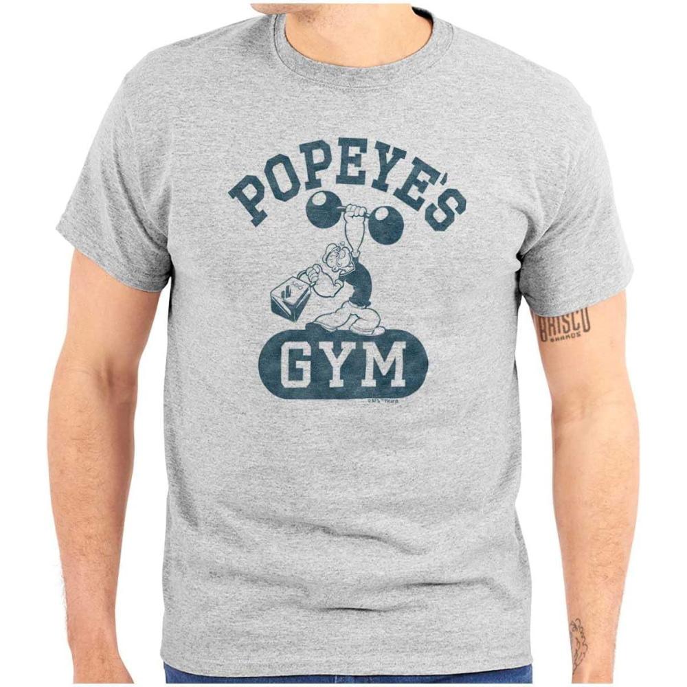 imageBrisco Brands Popeye Body Builder Gym Workout Cool Graphic T Shirt Men or WomenSport Grey