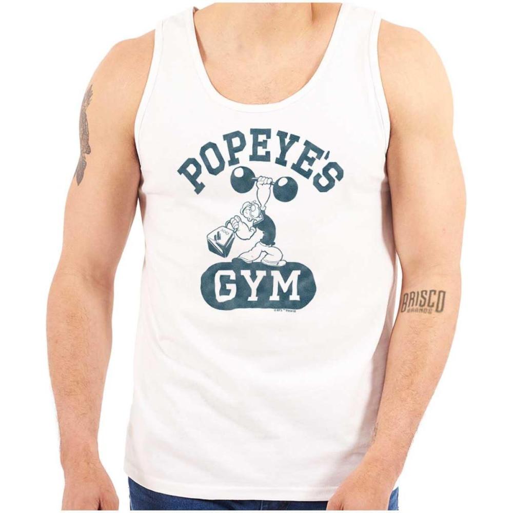 imageBrisco Brands Popeye Body Builder Gym Workout Cool Tank Top T Shirts Men WomenWhite