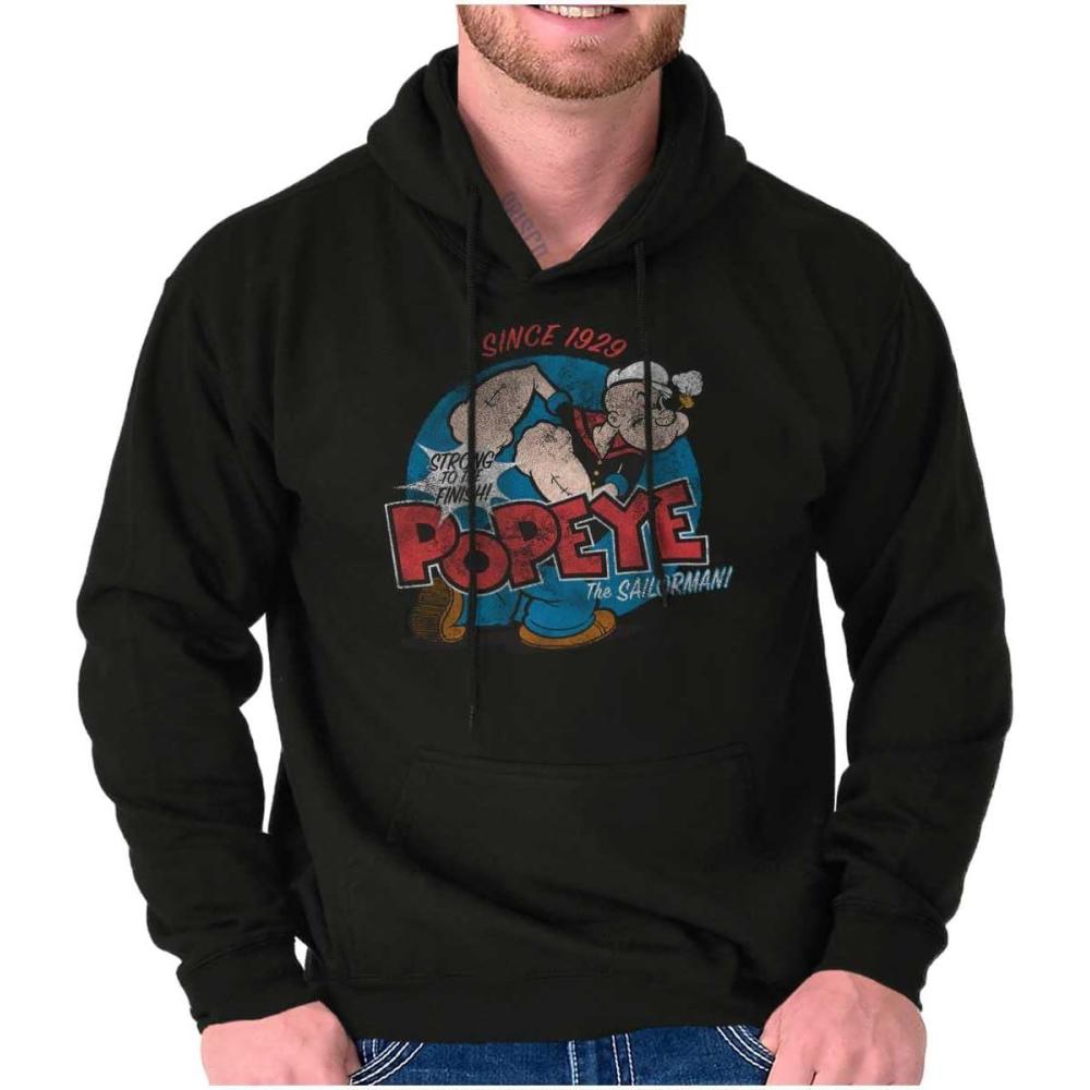 imageBrisco Brands Popeye Sailor Man Since 1929 Retro Hoodie Hooded Sweatshirt MenGraphite Heather