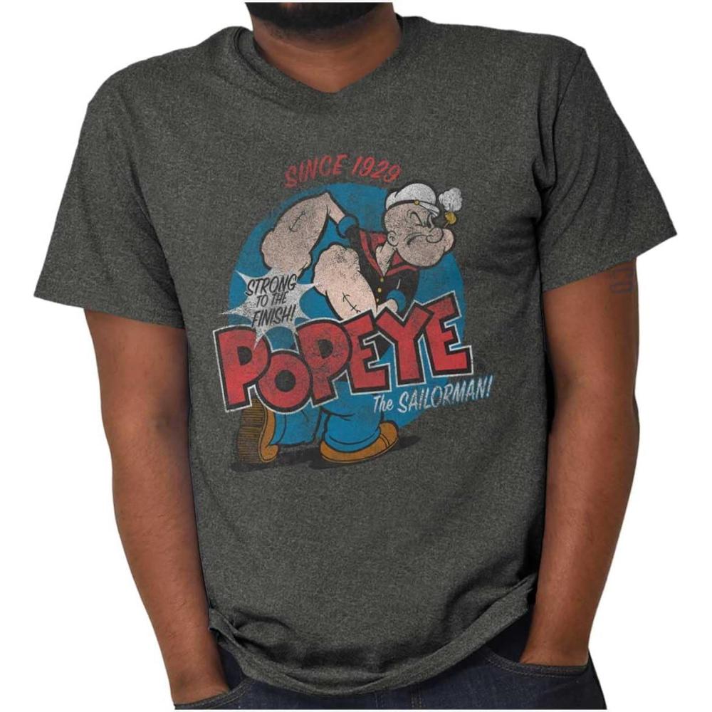 imageBrisco Brands Popeye Sailor Man Since 1929 Retro Mens Graphic T Shirt TeesGraphite Heather