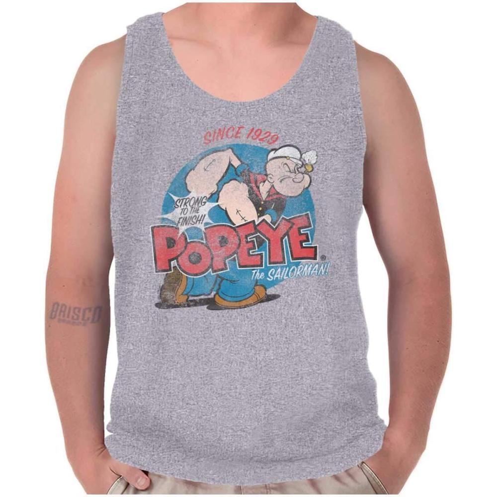 imageBrisco Brands Popeye Sailor Man Since 1929 Retro Tank Top Sleeveless Tee MenSport Grey