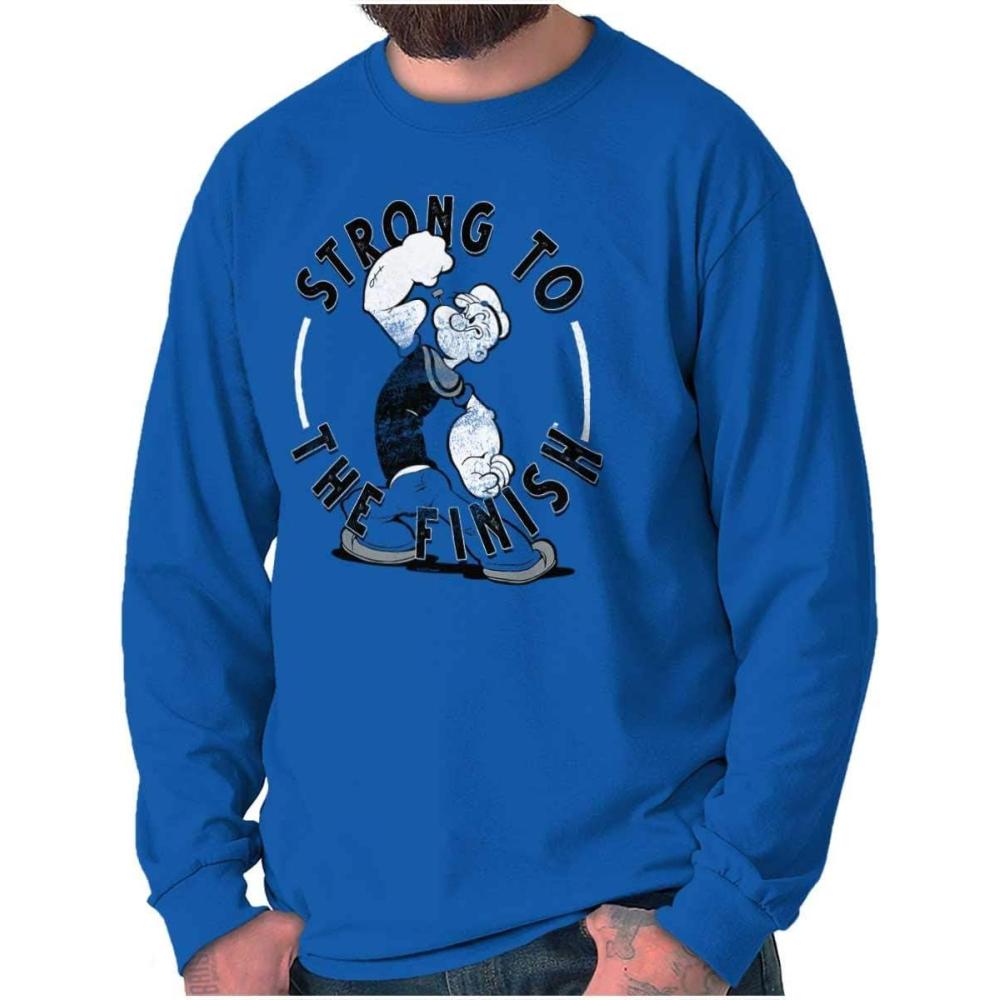 imageBrisco Brands Popeye Sailor Man Strong to Finish Long Sleeve Tshirt Men WomenRoyal