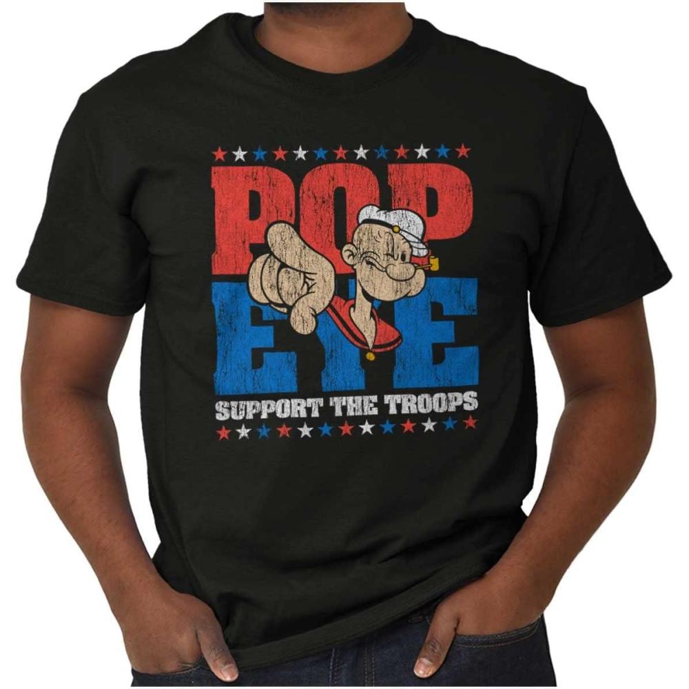 imageBrisco Brands Popeye Sailor Man Support The Troops Graphic T Shirt Men or WomenBlack