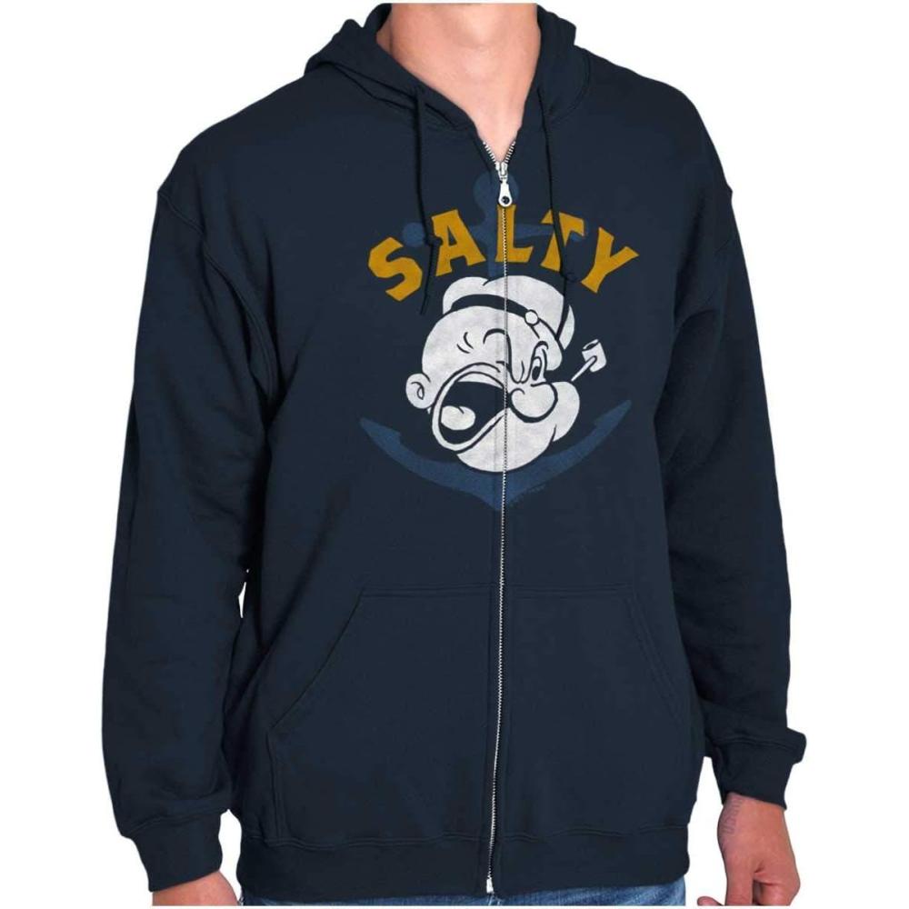 imageBrisco Brands Popeye Sailor Salty Attitude Funny Zip Up Hoodie Mens WomensNavy
