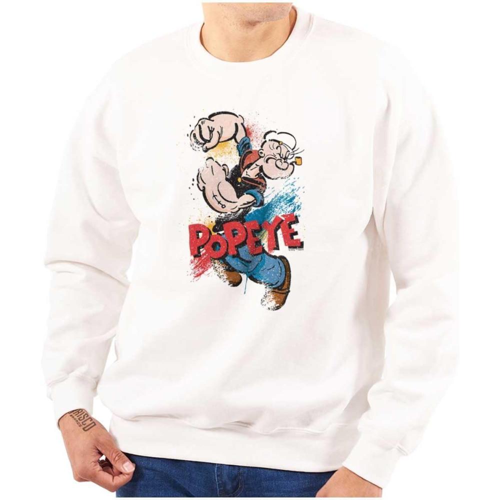 imageBrisco Brands Popeye the Sailor Retro Cartoon Comic Sweatshirt for Men or WomenWhite
