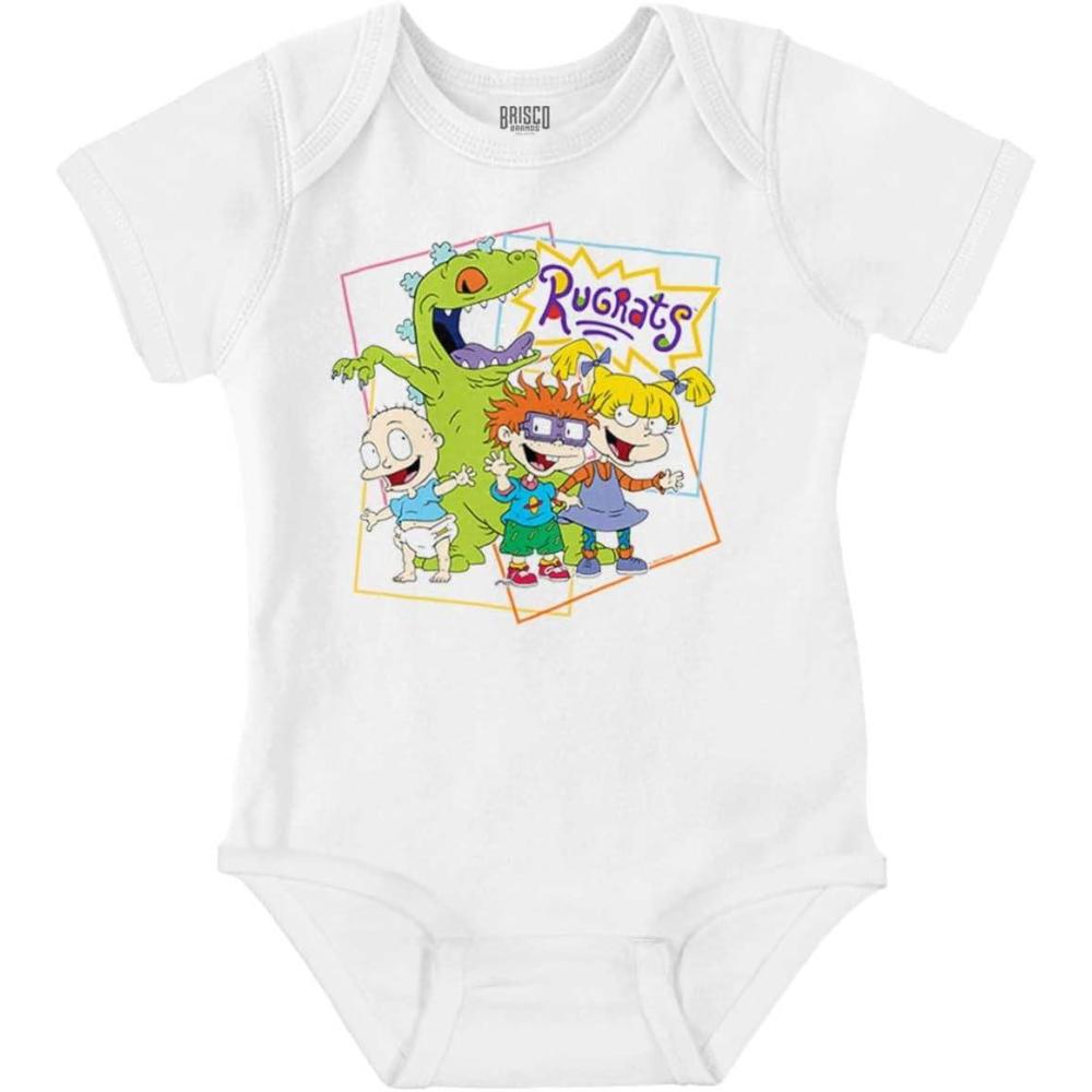 imageBrisco Brands Rugrats Reptar Cartoon Characters Baby Romper Boys or GirlsWhite