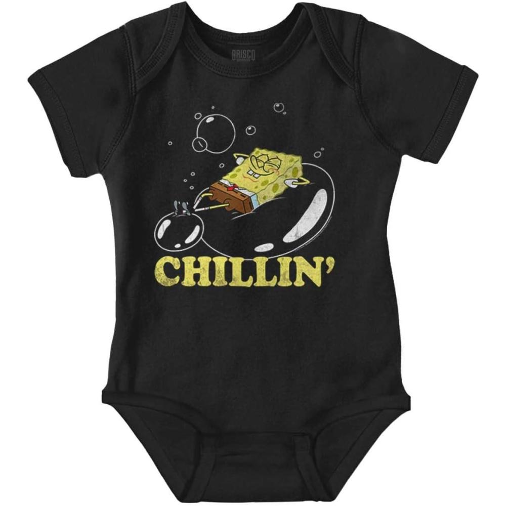 imageBrisco Brands SpongeBob Bubble Chillin Cartoon Baby Romper Boys or GirlsBlack