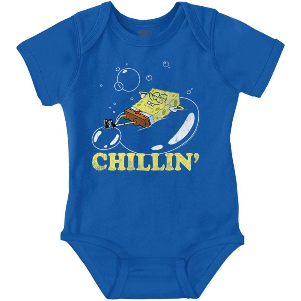 imageBrisco Brands SpongeBob Bubble Chillin Cartoon Baby Romper Boys or GirlsRoyal