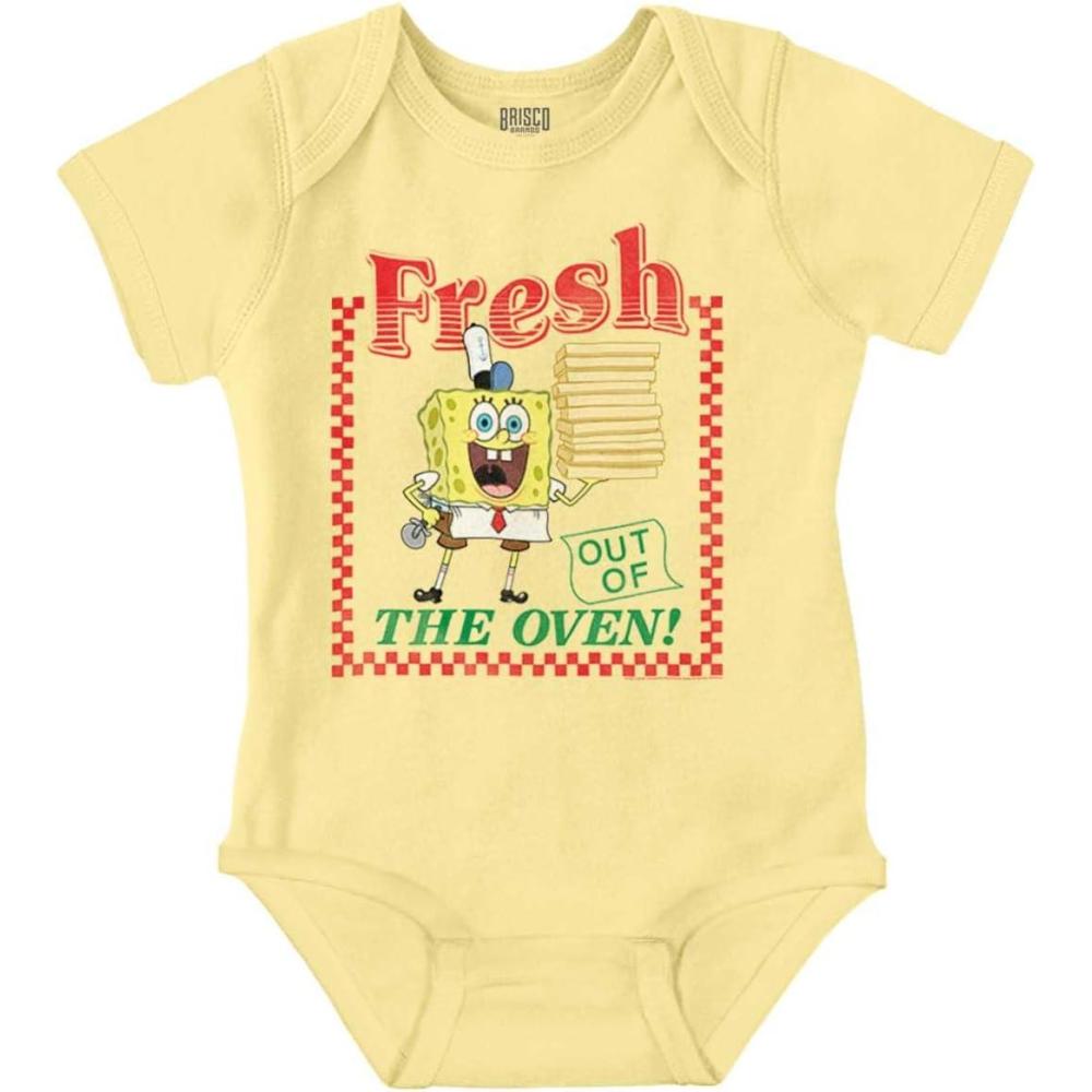 imageBrisco Brands SpongeBob Fresh Krusty Krab Pizza Baby Romper Boys or GirlsBanana