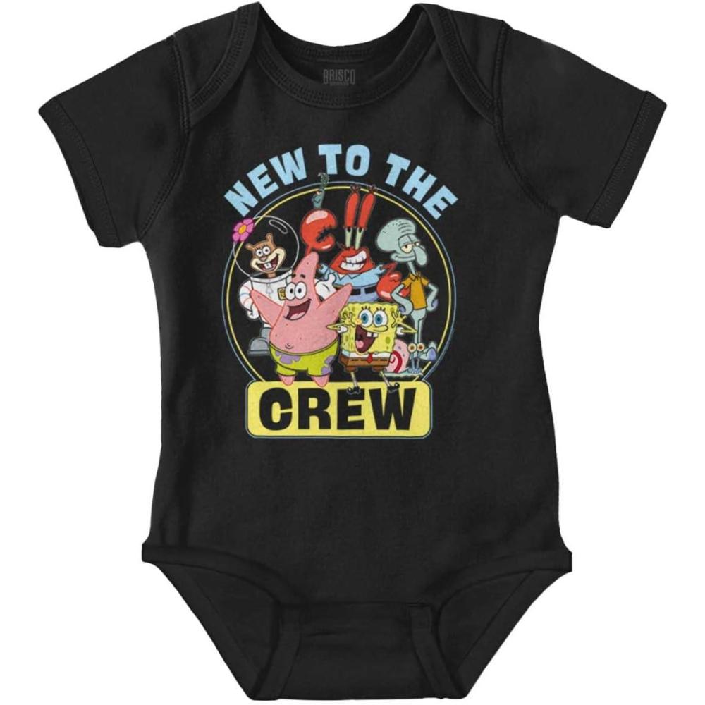 imageBrisco Brands SpongeBob and Friends New to the Crew Baby Romper Boys or GirlsBlack