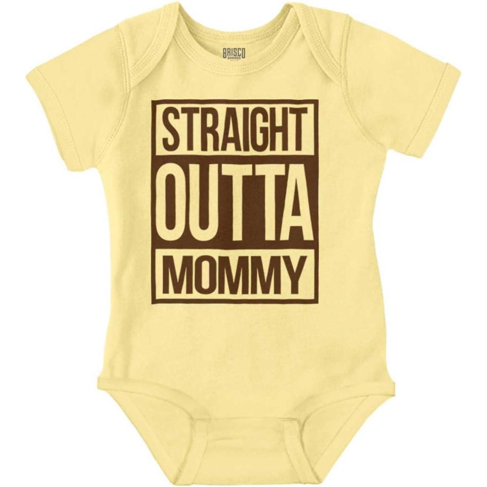 imageBrisco Brands Straight Outta Mommy Hip Hop Baby Romper Boys or GirlsBanana