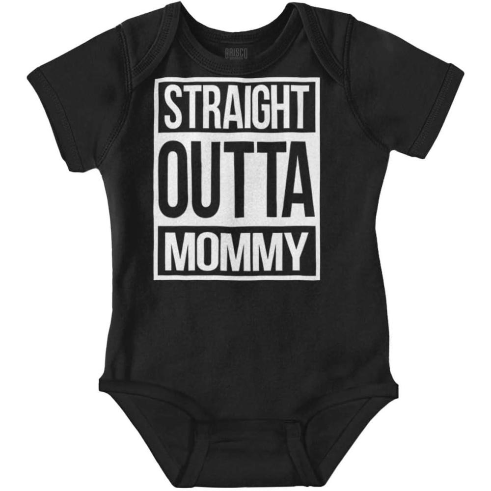 imageBrisco Brands Straight Outta Mommy Hip Hop Baby Romper Boys or GirlsBlack