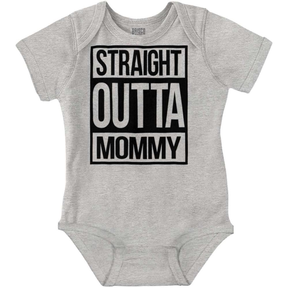 imageBrisco Brands Straight Outta Mommy Hip Hop Baby Romper Boys or GirlsHeather