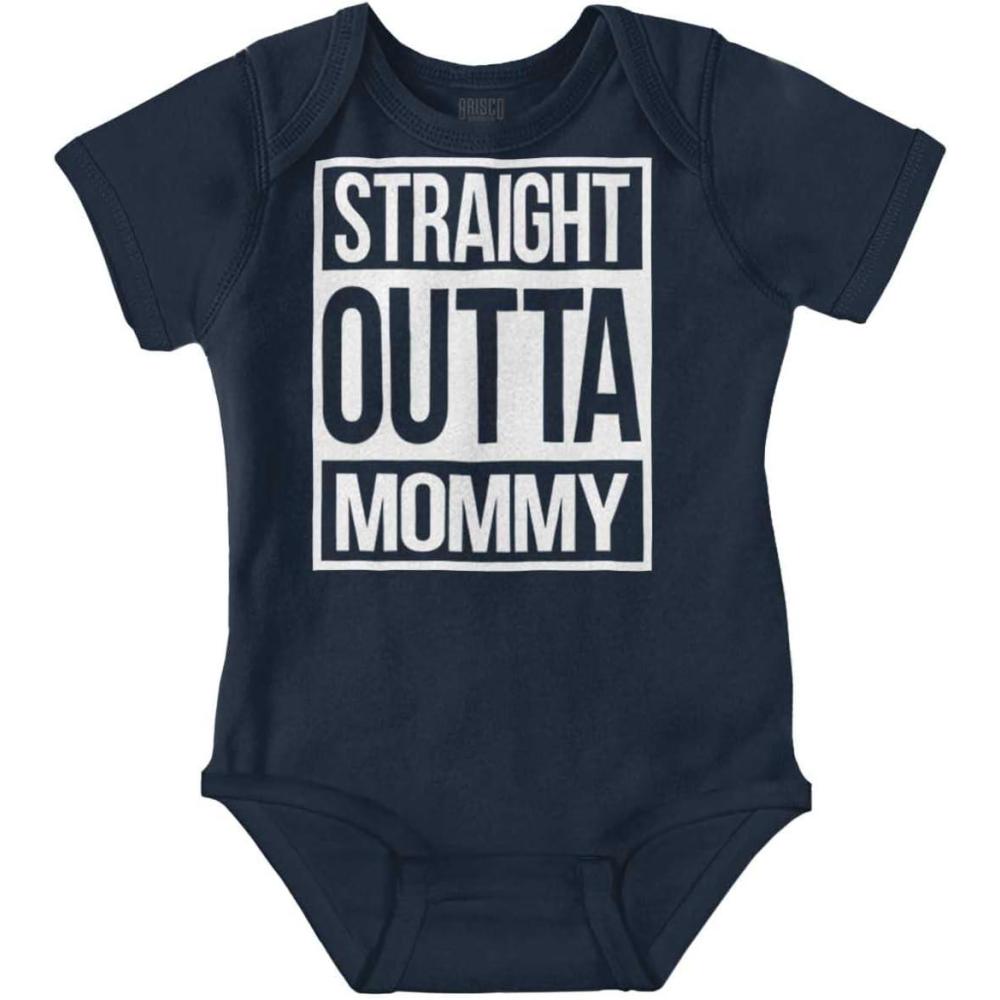 imageBrisco Brands Straight Outta Mommy Hip Hop Baby Romper Boys or GirlsNavy