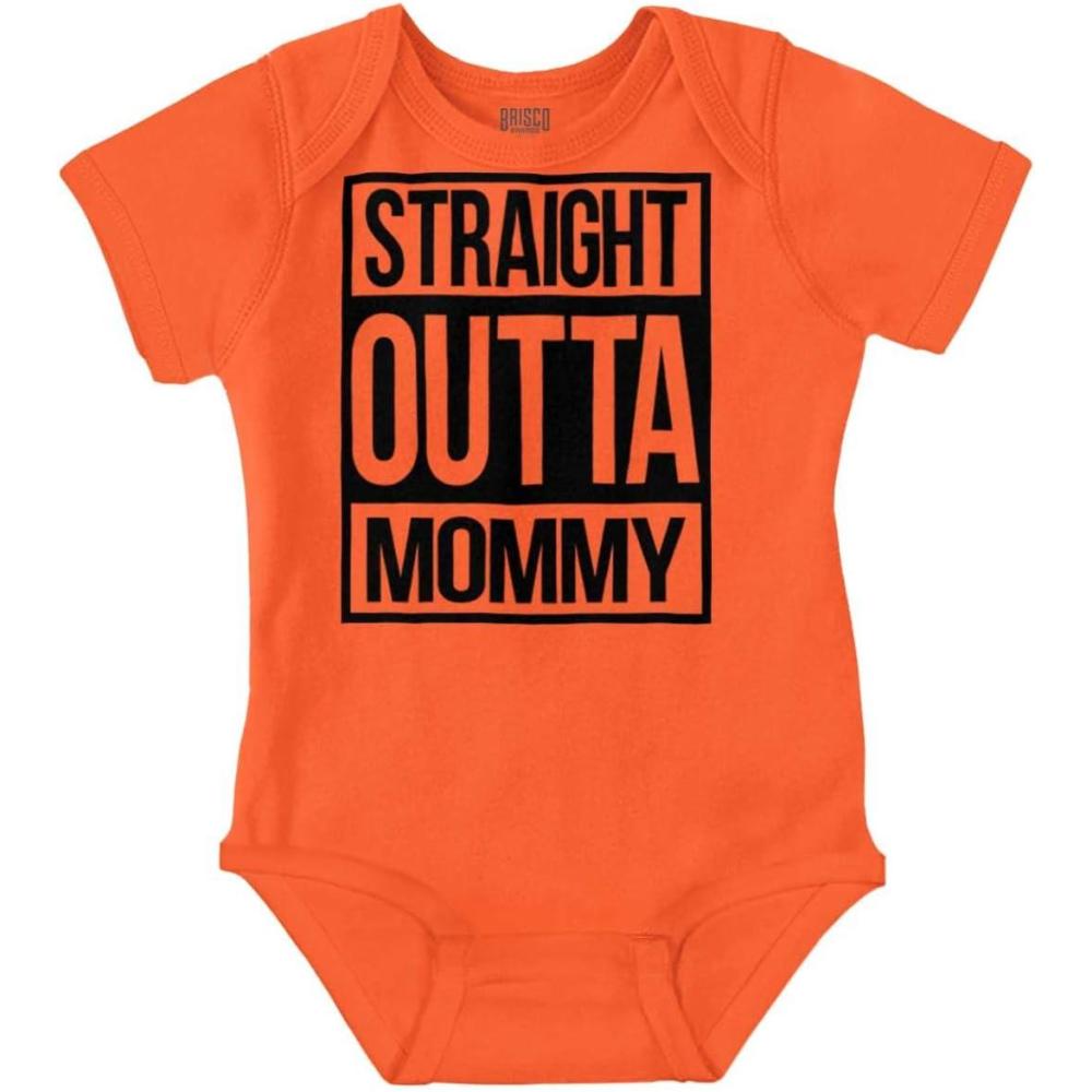 imageBrisco Brands Straight Outta Mommy Hip Hop Baby Romper Boys or GirlsOrange