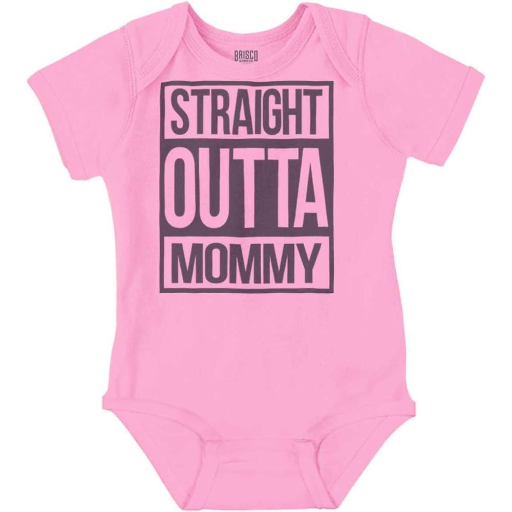 imageBrisco Brands Straight Outta Mommy Hip Hop Baby Romper Boys or GirlsPink