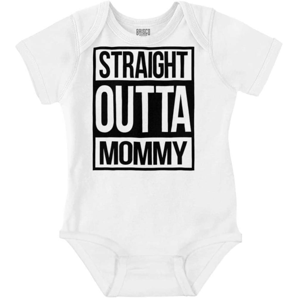 imageBrisco Brands Straight Outta Mommy Hip Hop Baby Romper Boys or GirlsWhite