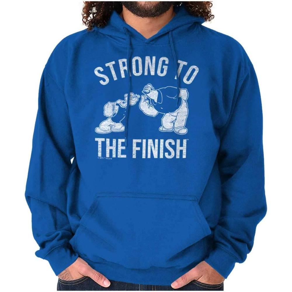 imageBrisco Brands Strong To The Finish Popeye Bluto Hoodie Hooded Sweatshirt MenRoyal