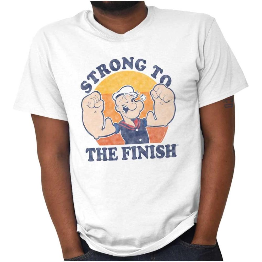 imageBrisco Brands Strong to The Finish Popeye Sailor Graphic T Shirt Men or WomenWhite