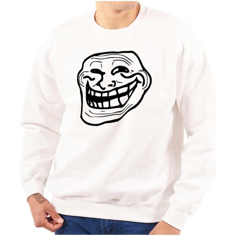 imageBrisco Brands Troll Face Original Meme Smile Mad Sweatshirt for Men or WomenWhite