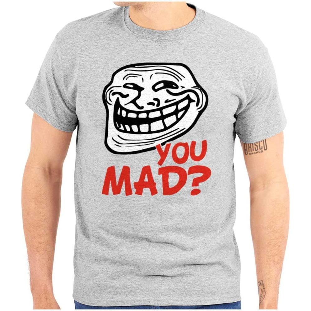imageBrisco Brands Troll Face You Mad Trollface Meme Graphic T Shirt Men or WomenSport Grey