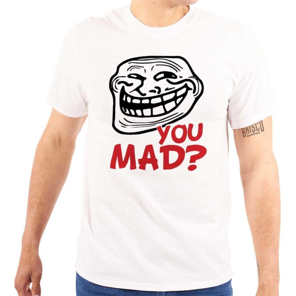 imageBrisco Brands Troll Face You Mad Trollface Meme Graphic T Shirt Men or WomenWhite