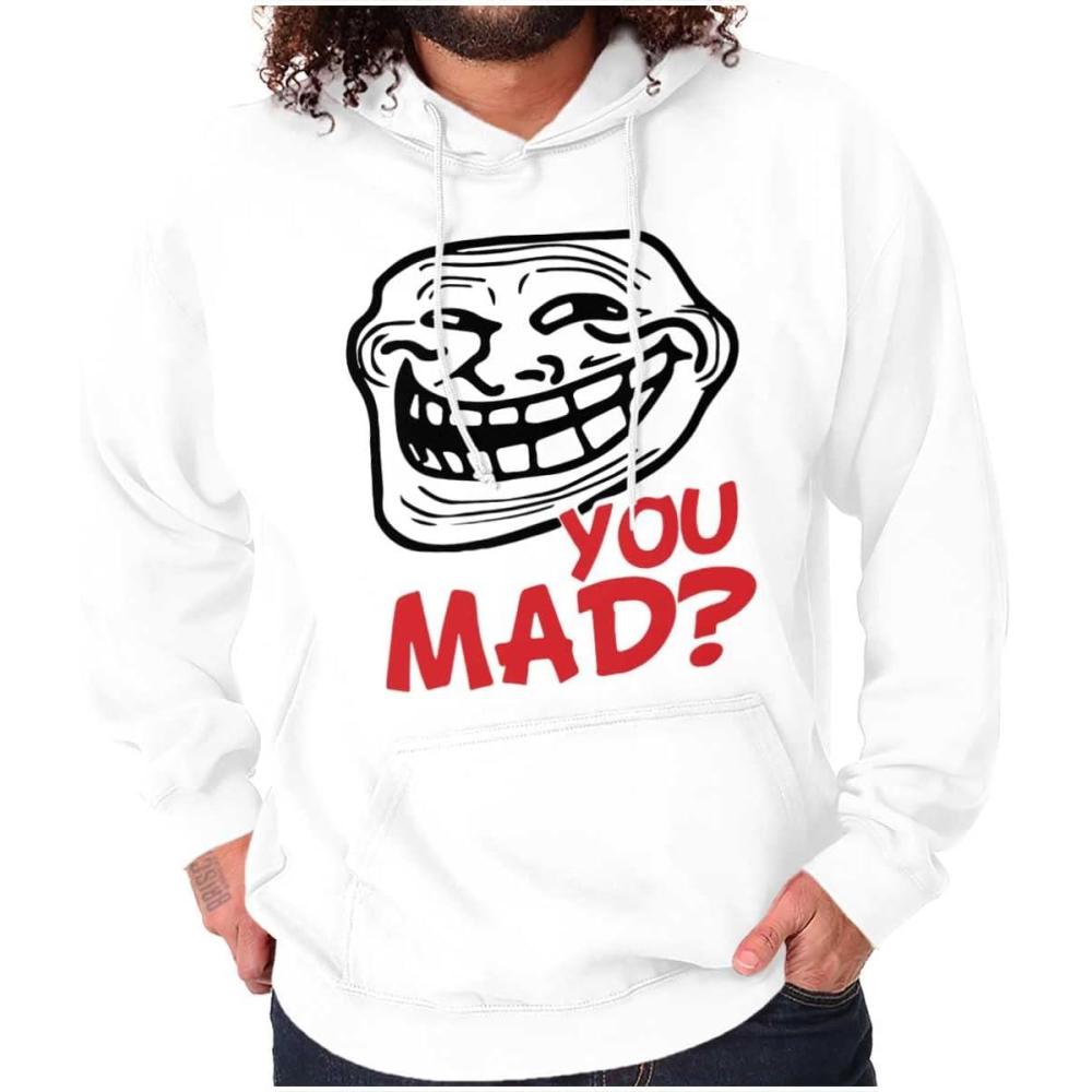 imageBrisco Brands Troll Face You Mad Trollface Meme Hoodie Sweatshirt Women MenWhite