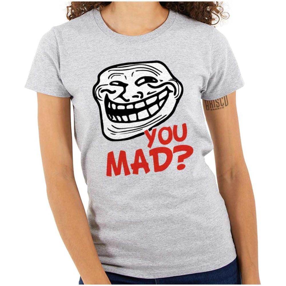 imageBrisco Brands Troll Face You Mad Trollface Meme Womens Slim Fit Graphic TeeSport Grey
