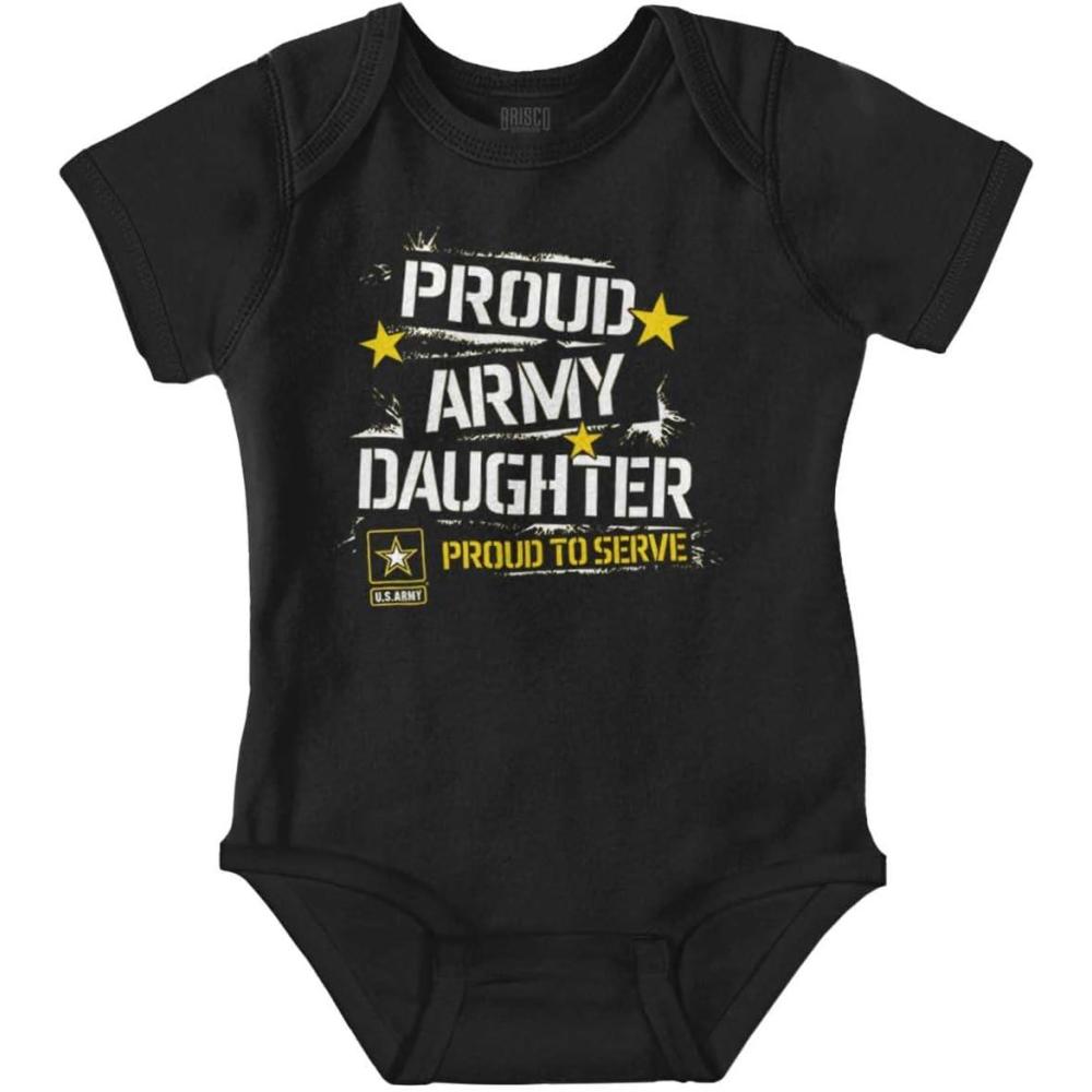 imageBrisco Brands US Army Proud Military Daughter Baby Bodysuit Jumper GirlsBlack