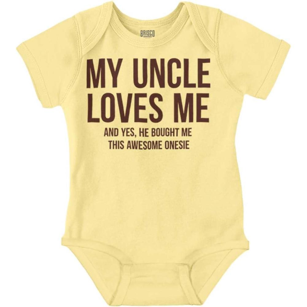 imageBrisco Brands Uncle Loves Me Bought This One Piece Baby Romper Boys or GirlsBanana