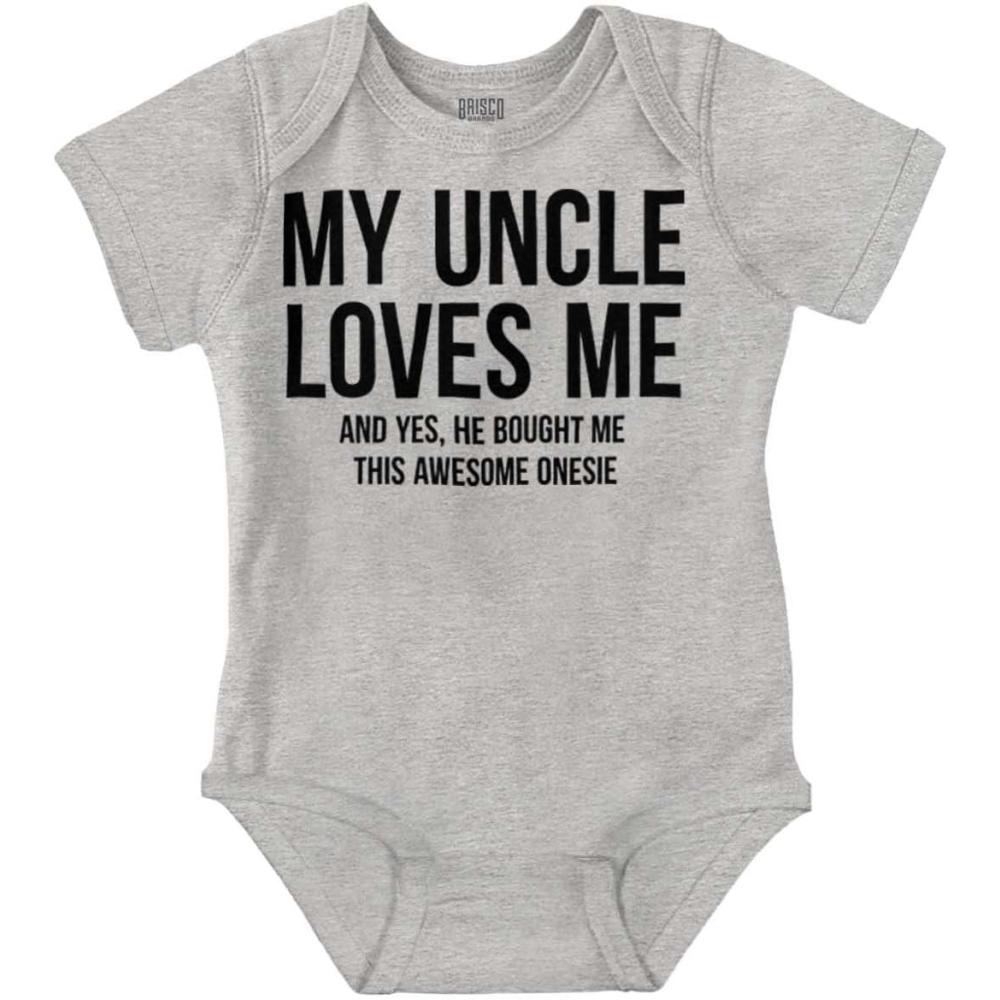 imageBrisco Brands Uncle Loves Me Bought This One Piece Baby Romper Boys or GirlsHeather