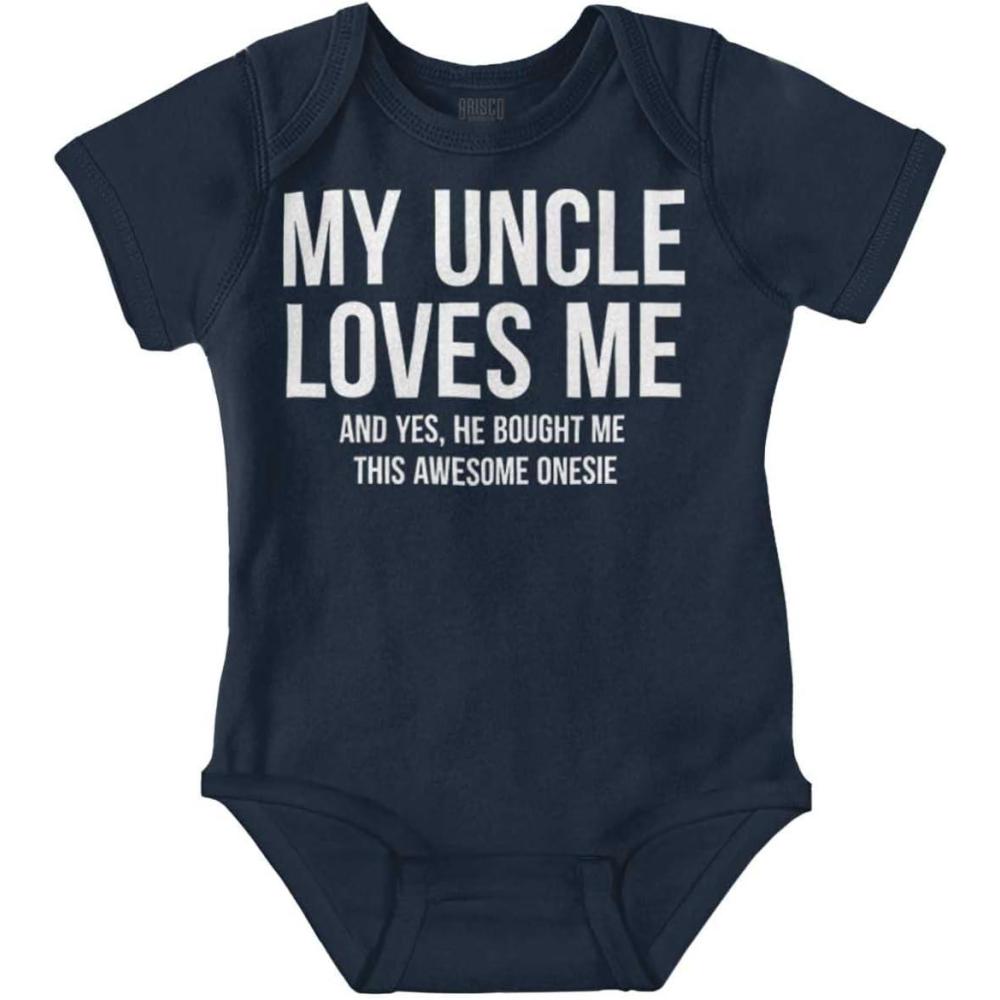 imageBrisco Brands Uncle Loves Me Bought This One Piece Baby Romper Boys or GirlsNavy