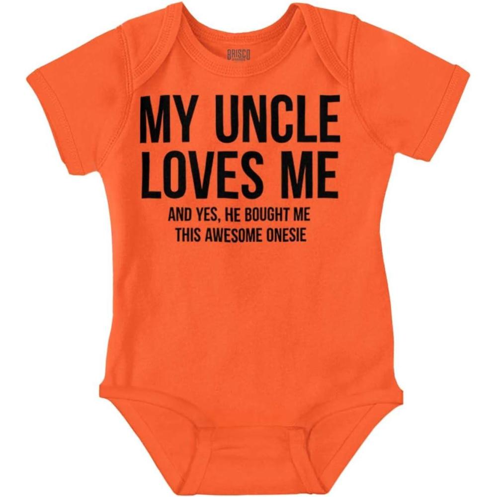 imageBrisco Brands Uncle Loves Me Bought This One Piece Baby Romper Boys or GirlsOrange