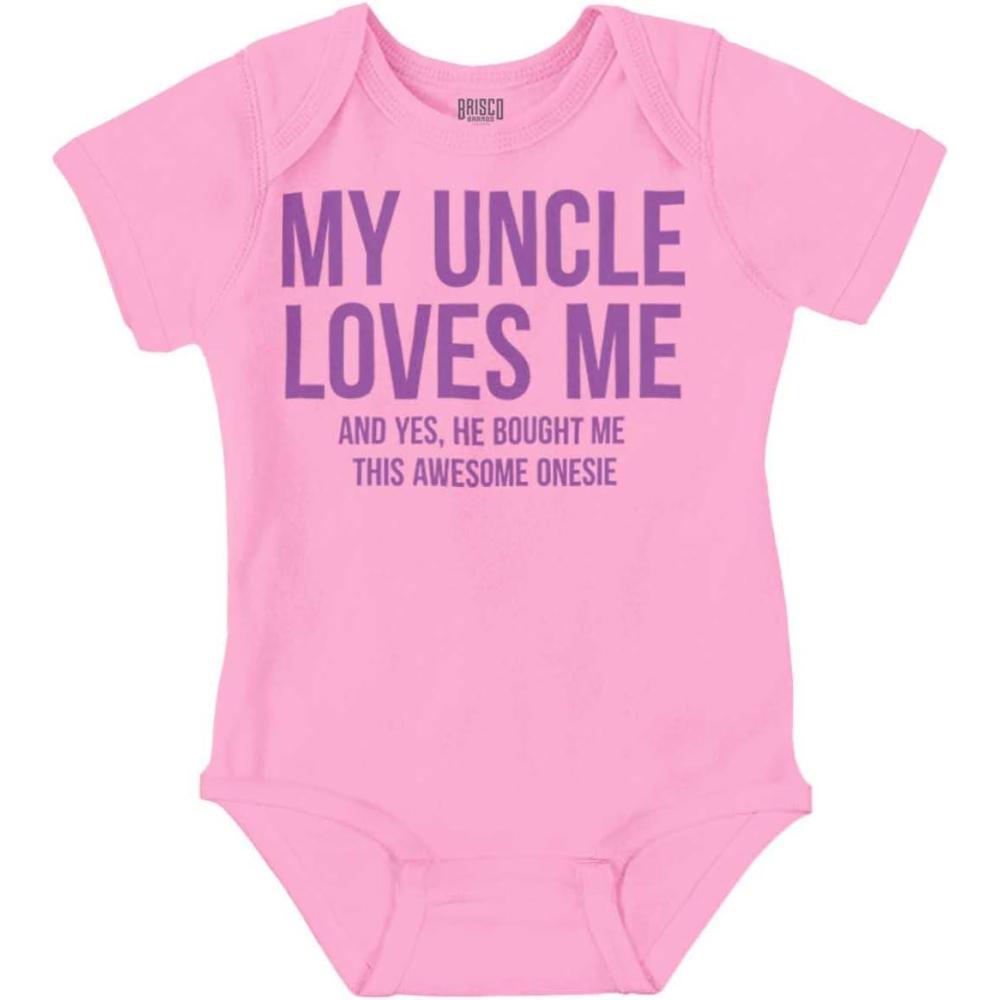 imageBrisco Brands Uncle Loves Me Bought This One Piece Baby Romper Boys or GirlsPink