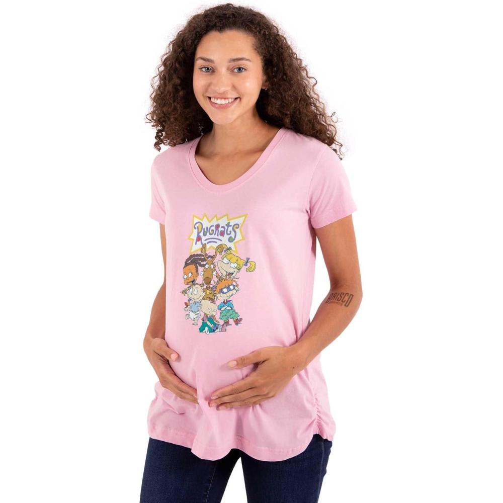 imageBrisco Brands Womens Maternity Rugrats 90s Cartoon Characters T Shirt TeePink