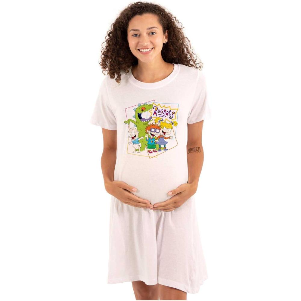 imageBrisco Brands Womens Maternity Rugrats Reptar Cartoon Characters Pregnancy DressWhite