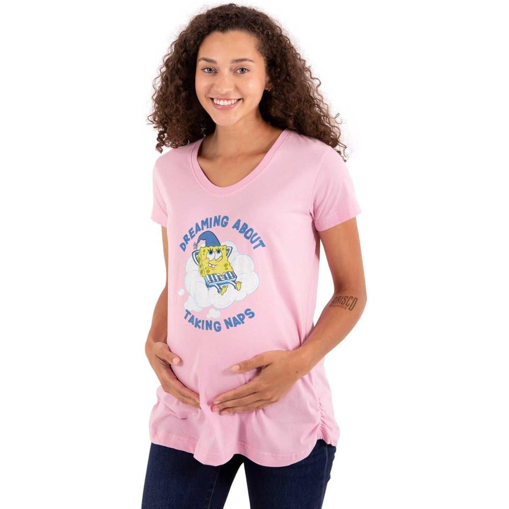 imageBrisco Brands Womens Maternity Spongebob Dreaming About Taking Naps T Shirt TeePink