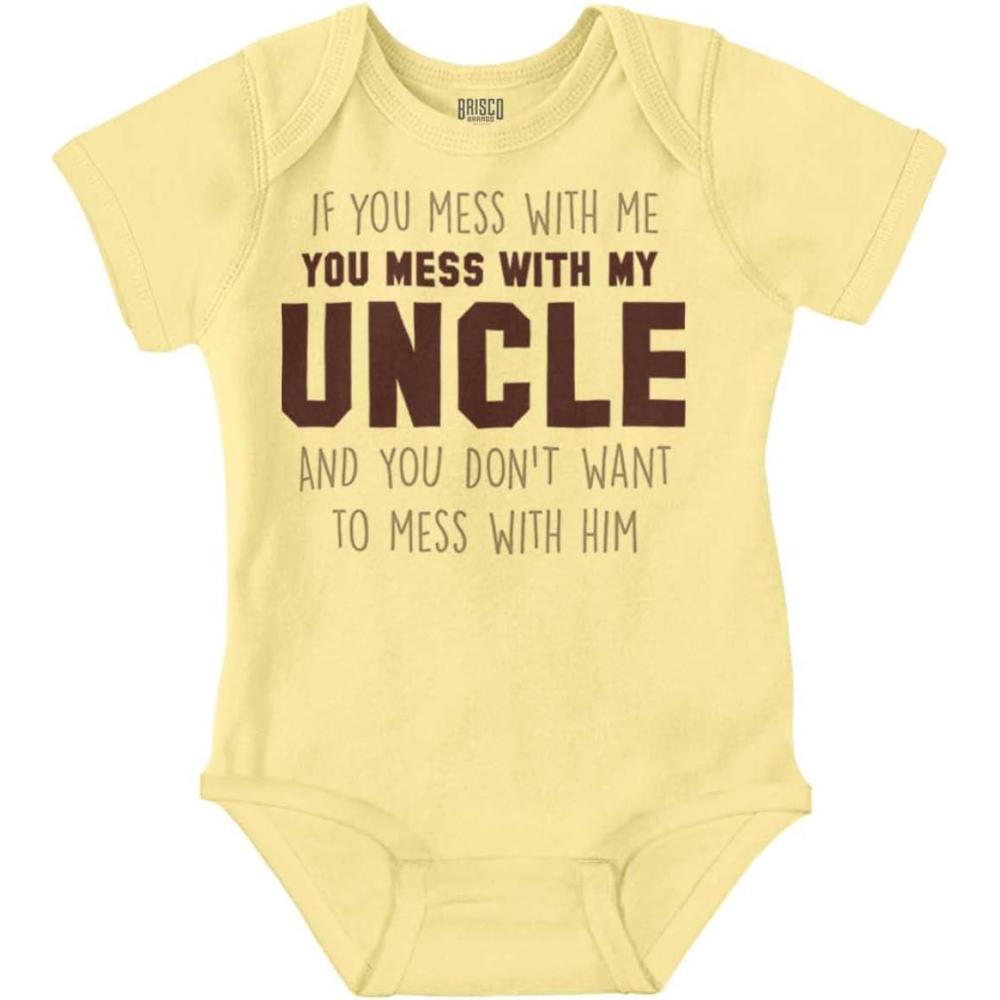 imageBrisco Brands You Mess With My Uncle Baby Romper Boys or GirlsBanana