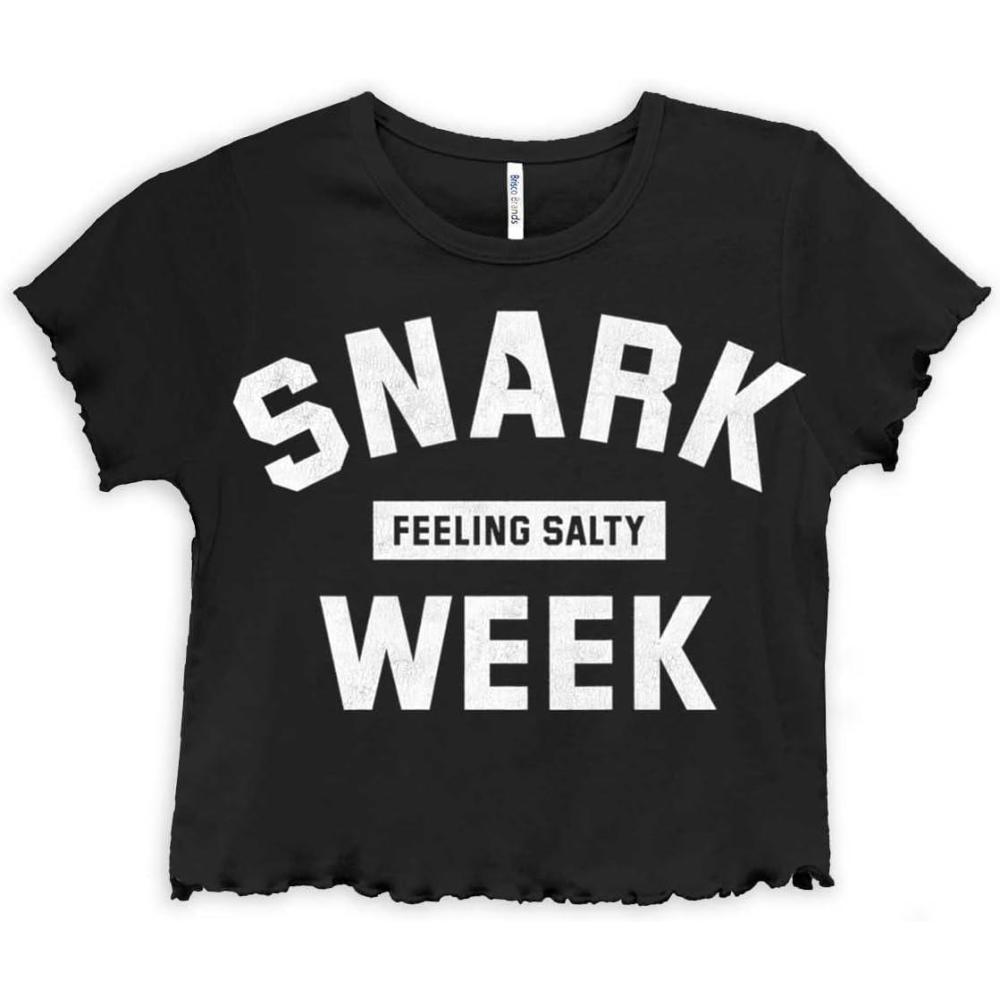 imageFunny Feeling Salty Snark Week Joke Juniors Lettuce Trim Crop Top Womens Baby TeeBlack