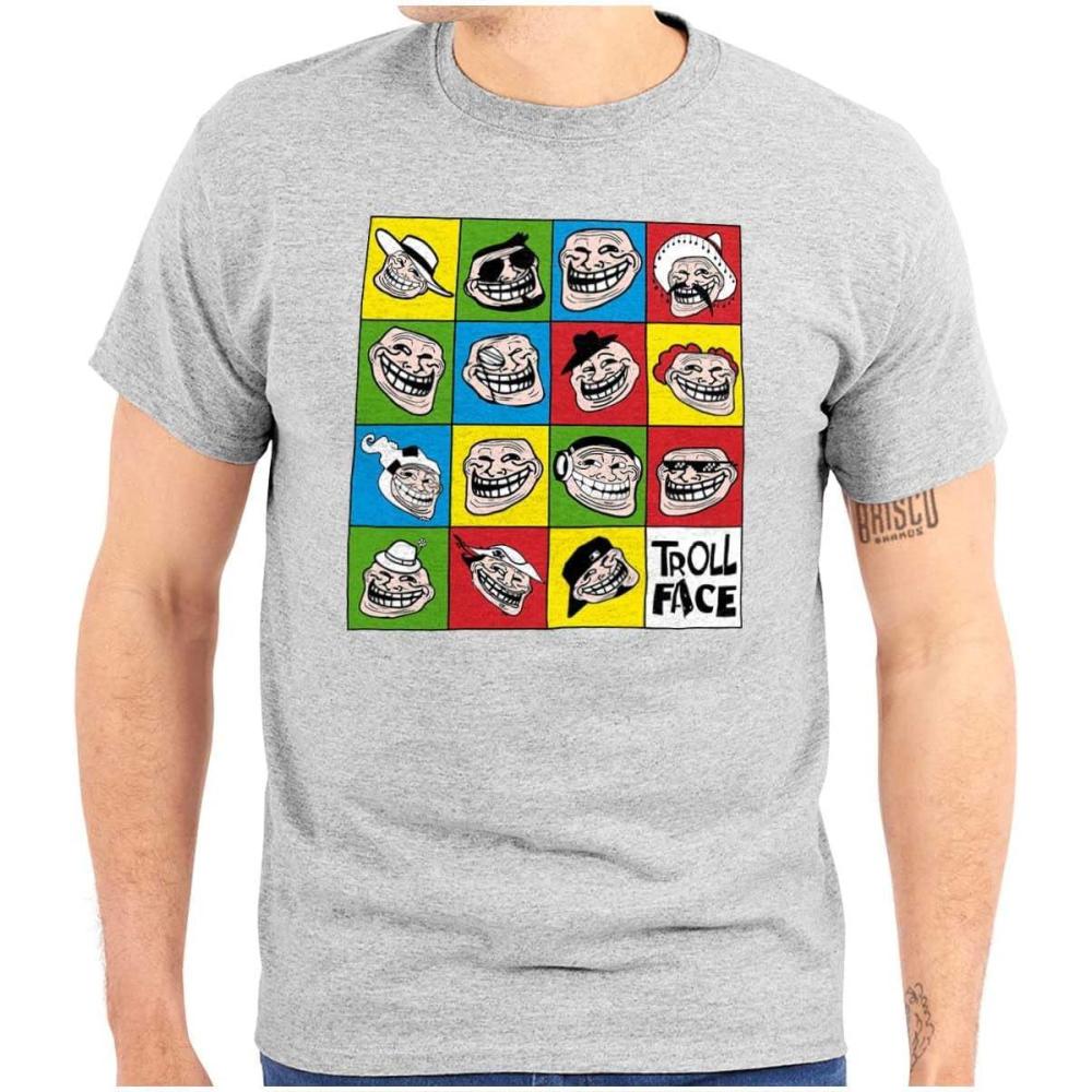 imageFunny Troll Face Internet Meme Graphic T Shirt Men or WomenSport Grey