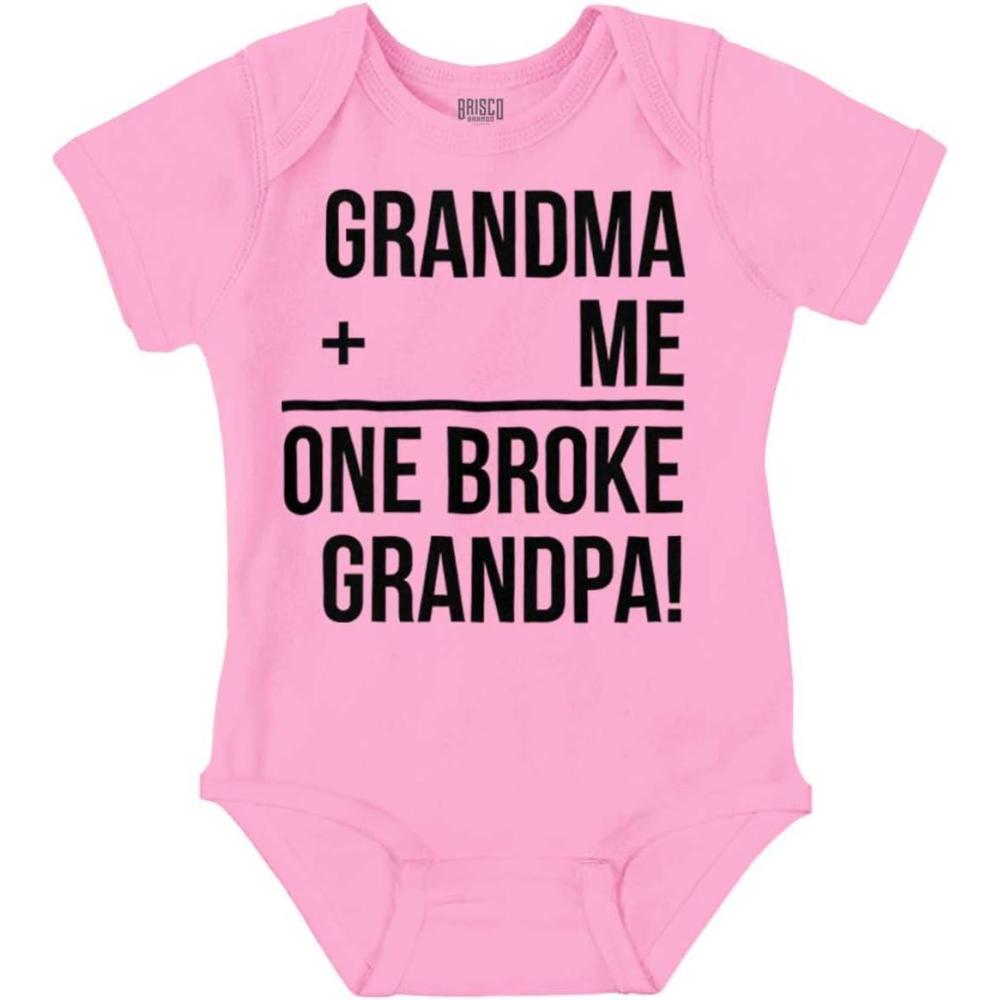 imageGrandma Plus Me Is One Broke Grandpa Baby Romper Boys or GirlsPink