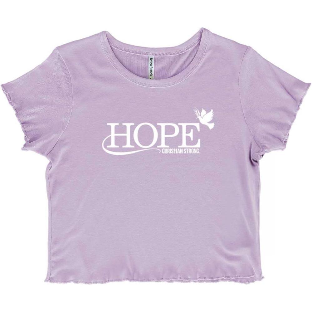 imageHope Dove Christian Bible Juniors Lettuce Trim Crop Top Womens Baby TeeOrchid