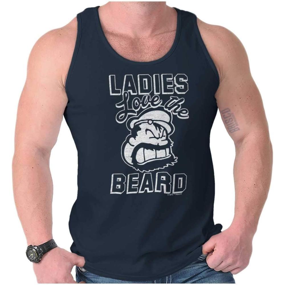 imageLadies Love Beards Funny Popeye Bluto Tank Top Sleeveless Tee MenNavy