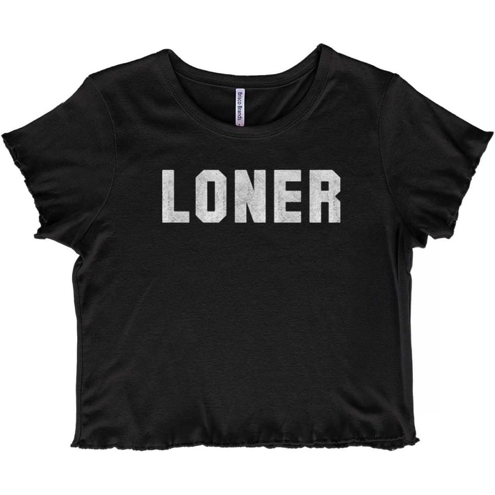 imageLoner Simple Anti Social Statement Juniors Lettuce Trim Crop Top Womens Baby TeeBlack