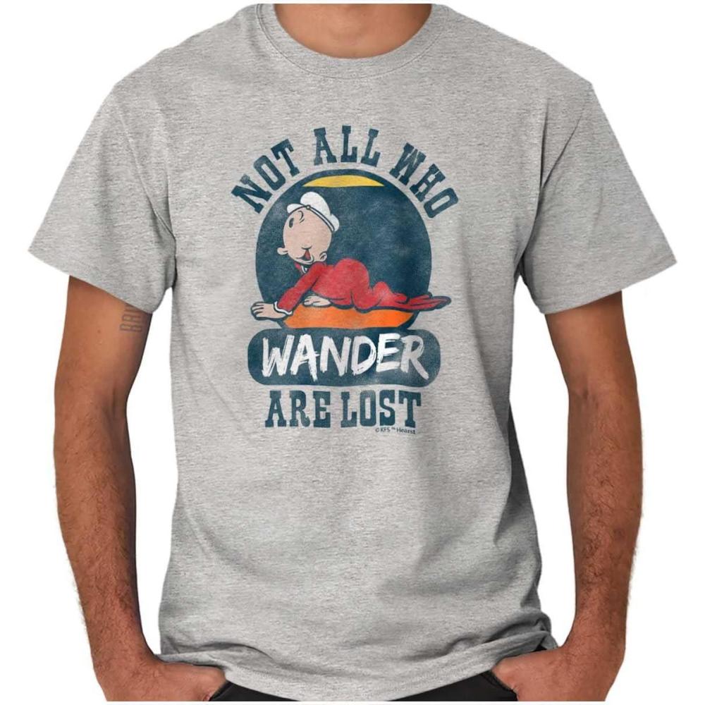 imageNot All Who Wander are Lost Popeye Graphic T Shirt Men or WomenSport Grey