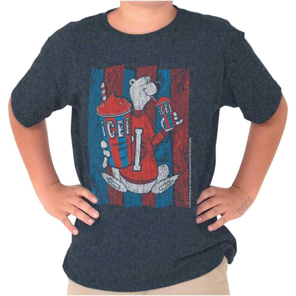 imageOfficial ICEE Vintage Polar Bear Logo Crewneck T Shirts Boy GirlHeather Navy