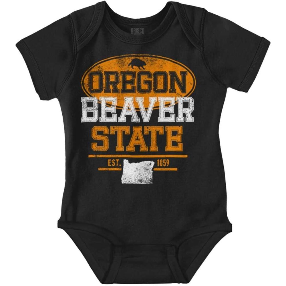 imageOregon OR Beaver State Pride Souvenir Baby Romper Boys or GirlsBlack